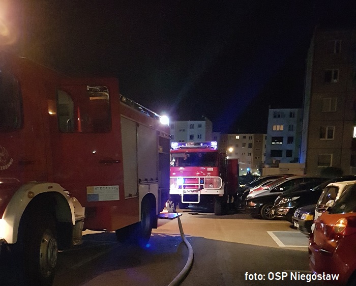 Pożar piwnicy w budynku wielorodzinnym w Drezdenku. Jedna osoba poszkodowana.... [FOTO]